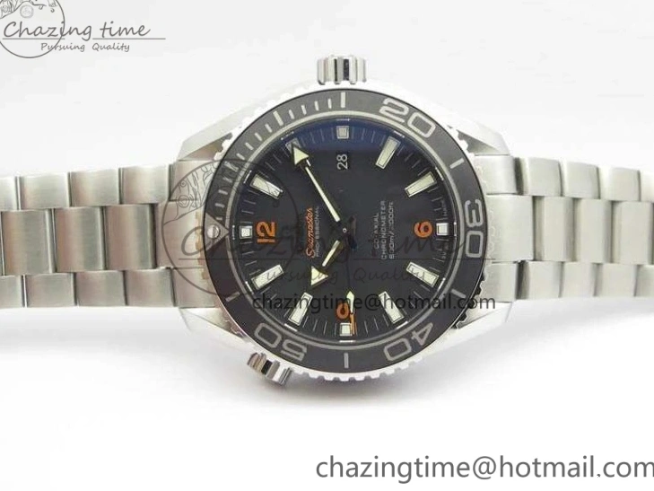 0508 Planet Ocean Pro 45mm OMF 1:1 Best Edition Orange Marker On SS Bracelet A8500 (Black Balance Wheel) Durable 8141